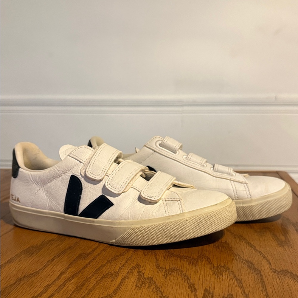 Veja White Sneakers with Black V Logo